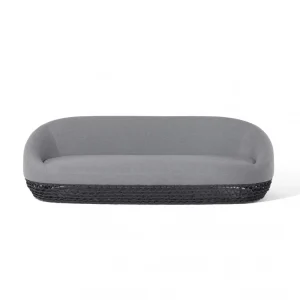 Divano 3 posti rettangolare struttura in alluminio corde grigie 91x220xH71 cm