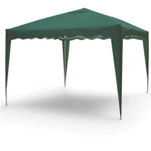 Gazebo pieghevole verde con telo in poliestere e struttura in acciaio 300x300xmaxH230 cm