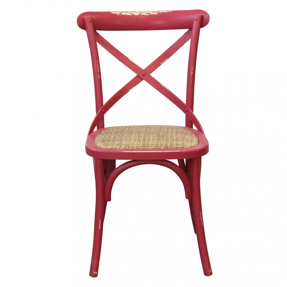 Sedia da pranzo in legno con schienale a croce e seduta in rattan 46x42xH87 cm Cross - immagine 3