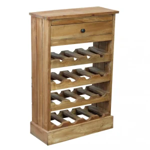 Cantinetta portabottiglie rettangolare fisso in legno massello di mogano 50x22xH77.5 cm