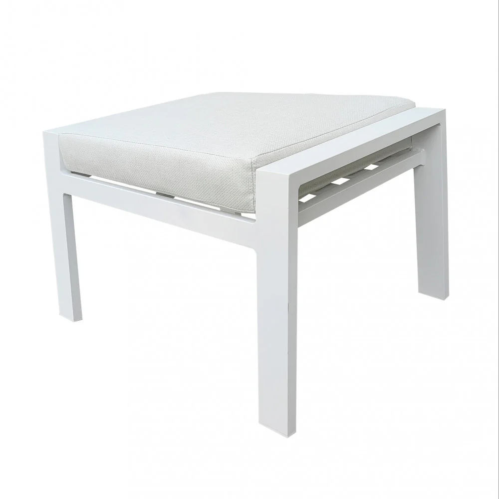 Poggiapiedi con cuscino e struttura in alluminio bianco 56x65xH41 cm - immagine 3