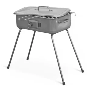 Fornacetta barbecue a carbonella con coperchio e sportello per rimozione cenere cm 37x27x65h