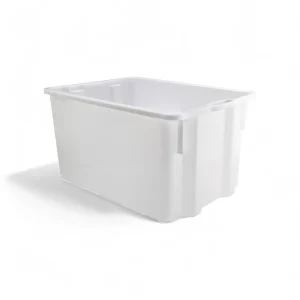 Cassetta agricola chiusa bianco lt.65 in polipropilene sovrapponibile 63x44xH34 cm per olive e pomodori