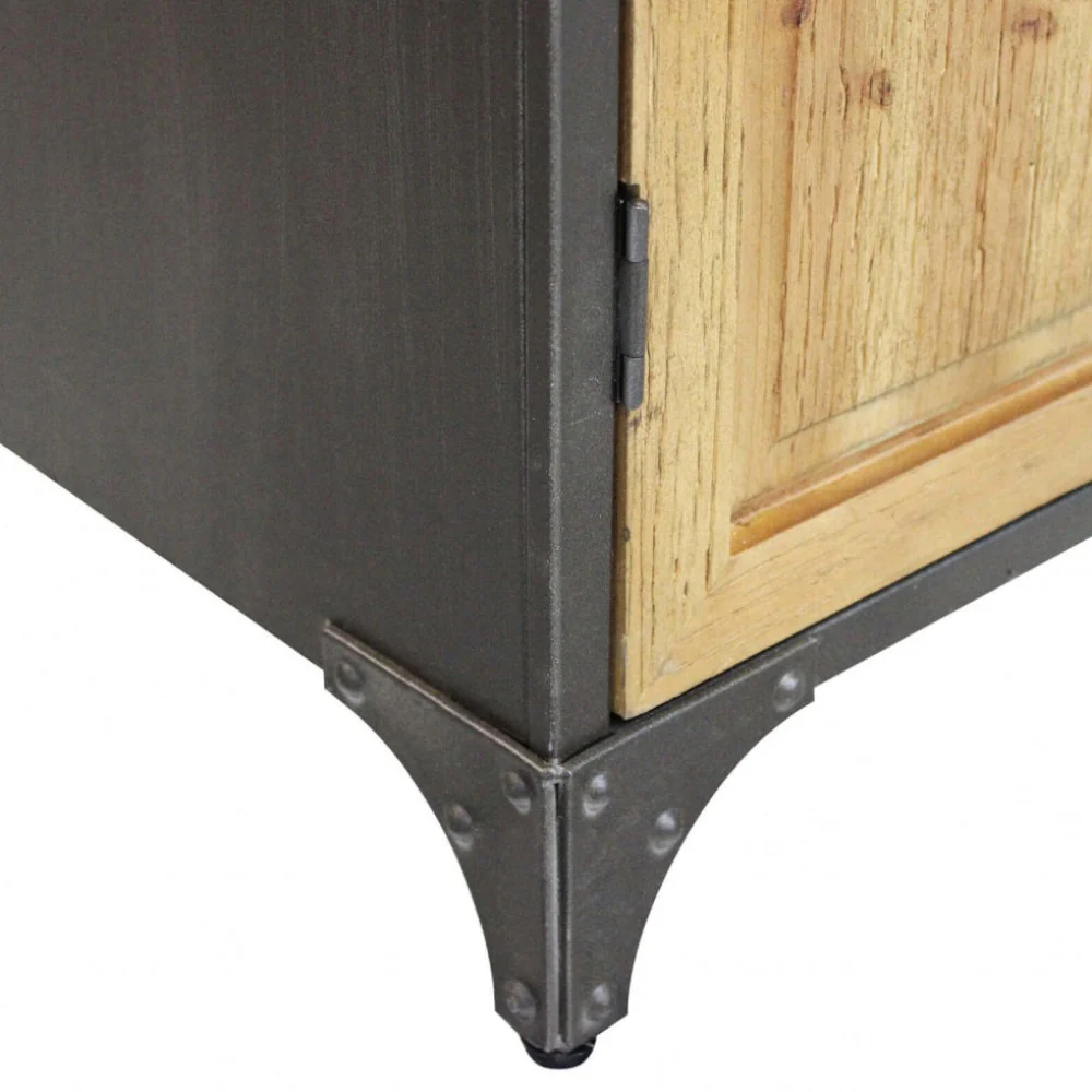 Mobile credenza in legno e acciaio con ante e ripiani per organizzazione 78,5x41,5xH175 cm - immagine 9