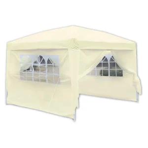 Gazebo bianco in tessuto oxford con chiusure laterali 3x3 mt