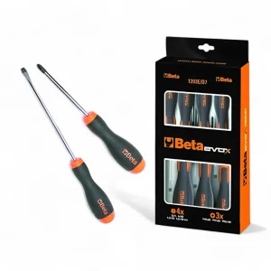 Set giraviti 7 pezzi lama acciaio temperato cromato impugnatura bimateriale polipropilene arancio gomma nera