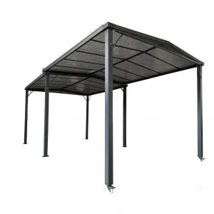 Gazebo pergola 3x6 mt allungabile con struttura in alluminio antracite e copertura in policarbonato