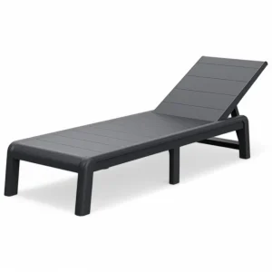 Lettino prendisole dogato per esterno giardino 187x58xH29 cm in resina effetto legno Formetera