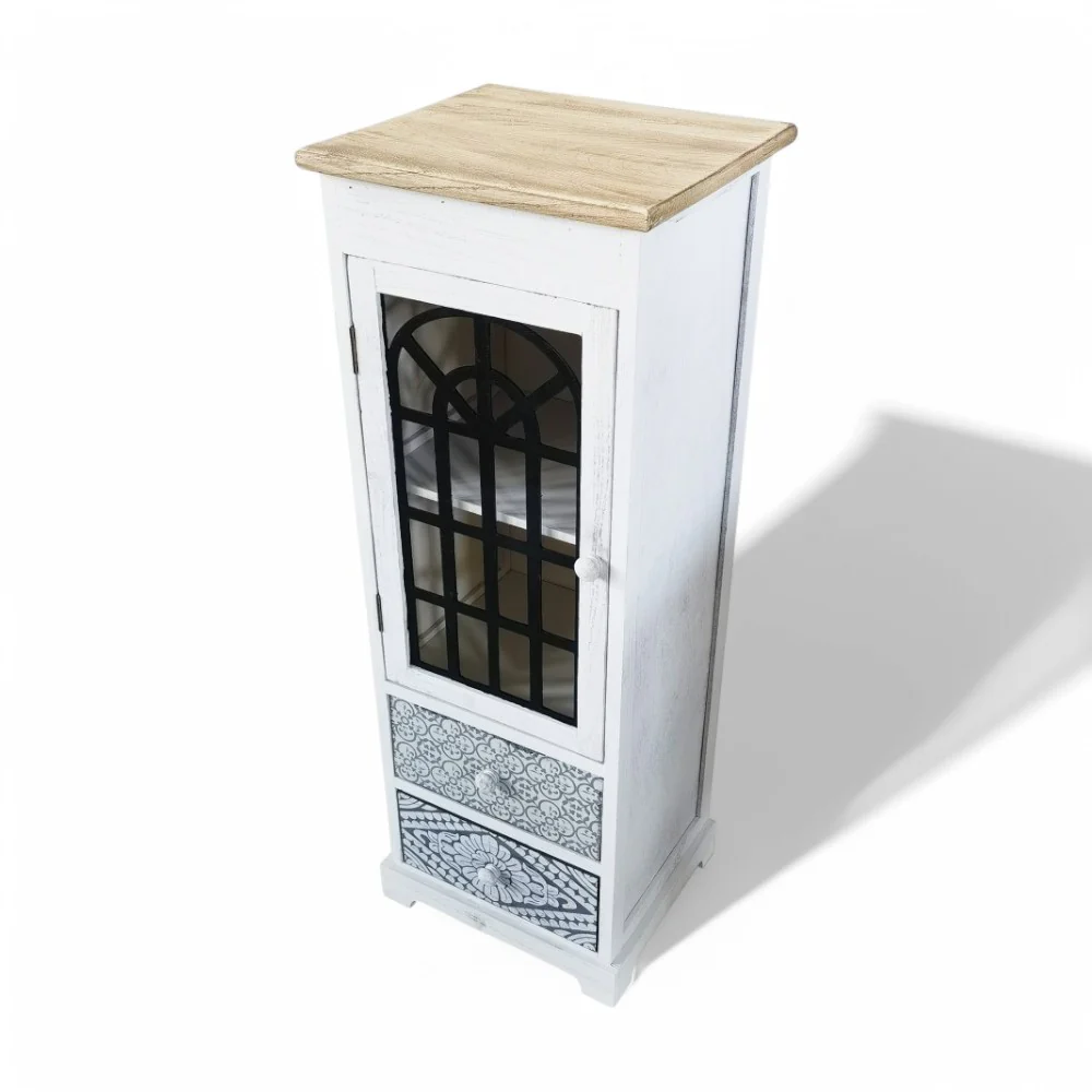 Mobiletto in legno con 2 cassetti e 1 anta 32x29xH88 cm