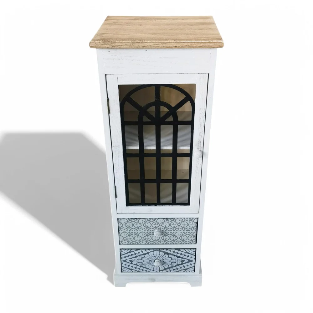 Mobiletto in legno con 2 cassetti e 1 anta 32x29xH88 cm - immagine 3