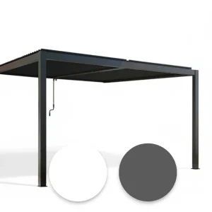 Pergola bioclimatica in alluminio 4x4 mt addossata a parete con lamelle frangisole