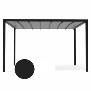 Gazebo pergola bioclimatica motorizzata da esterno in alluminio 3x3 mt con sistema retrattile integrato e illuminazione led