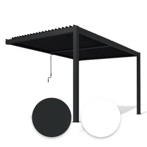 Pergola bioclimatica 3x2.5 mt. addossata in alluminio con lamelle frangisole orientabili