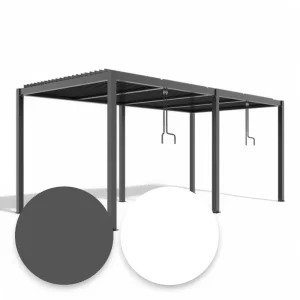 Pergola bioclimatica 5,8x3 mt. in alluminio con lamelle frangisole orientabili e sistema di drenaggio