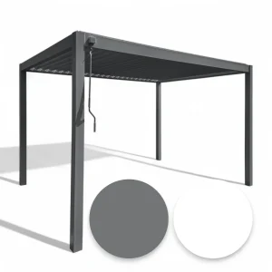 Pergola bioclimatica 3x4 in alluminio con doppia lamella frangisole orientabili e resistenti a tutte le intemperie