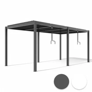 Pergola bioclimatica 7,8x4 mt. in alluminio con lamelle frangisole orientabili e sistema di drenaggio