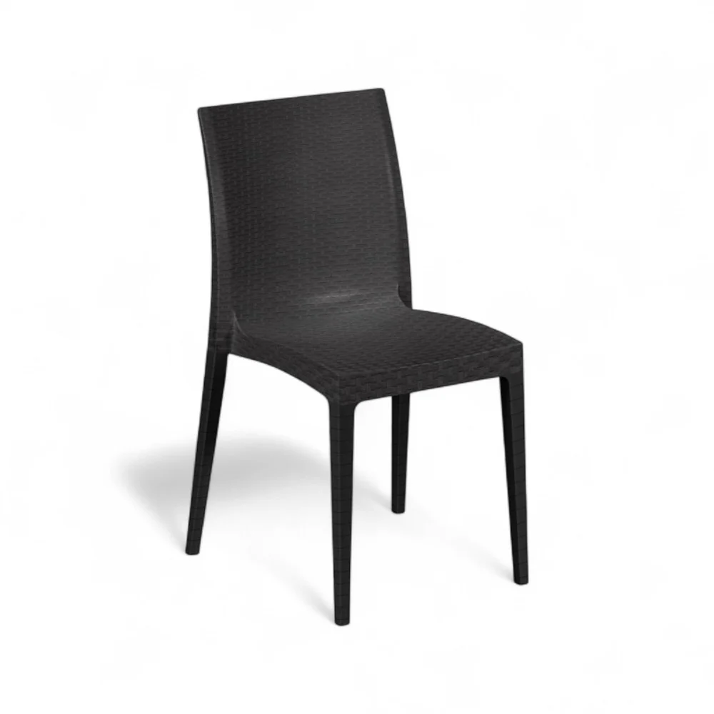 6 sedie impilabili in resina effetto rattan antracite linea elegance Madam