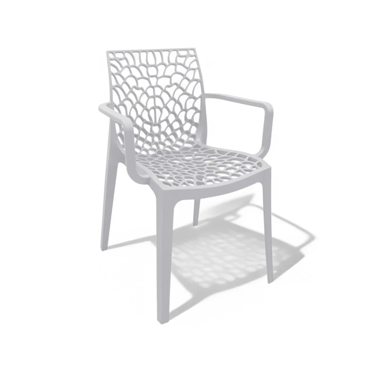Sedia poltrona impilabile da esterno in resina con schienale decorato design moderno Tape - immagine 3