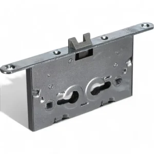 Serratura da infilare per porte in ferro tagliafuoco e cantine con finitura zincata reversibile interasse 72 mm quadro 8 mm