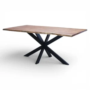 Tavolo con piano in legno di acacia e struttura in metallo 180x90xH77 cm Chasen